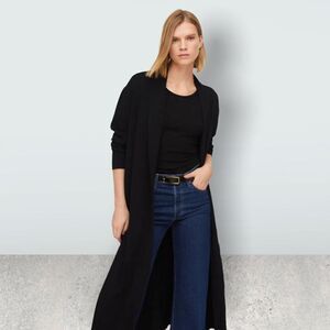 Mango Women  Longline Shirt Black‎ Cardigan Size 4(731#)